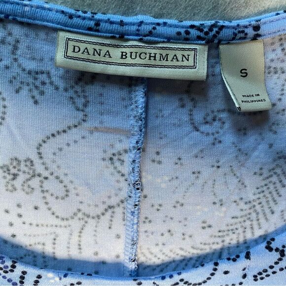 Dana Buchman Blouse Asymmetrical 3/4 Sleeve Ocean Theme 90s Y2K Womens S Blue - Picture 3 of 8